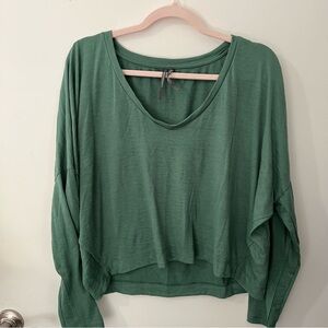 Anthropologie Green Long Sleeve Boxy Shirt